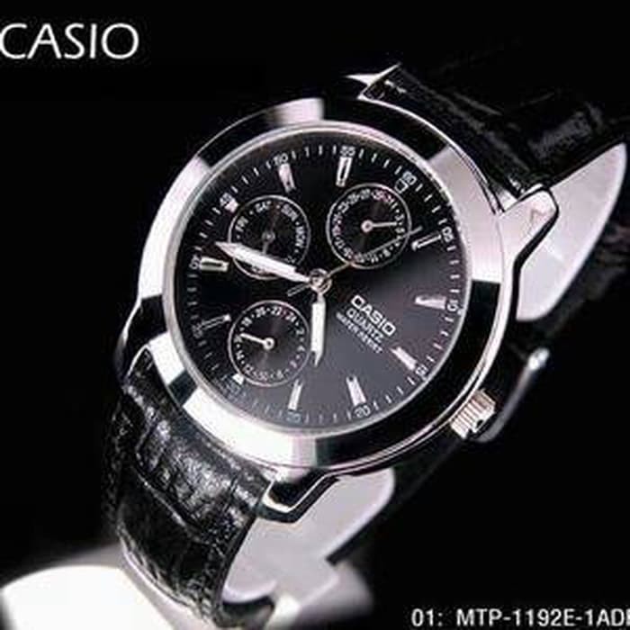 Jam Tangan Pria Tali Kulit Casio Original MTP-1192E-1A Analog Chrono
