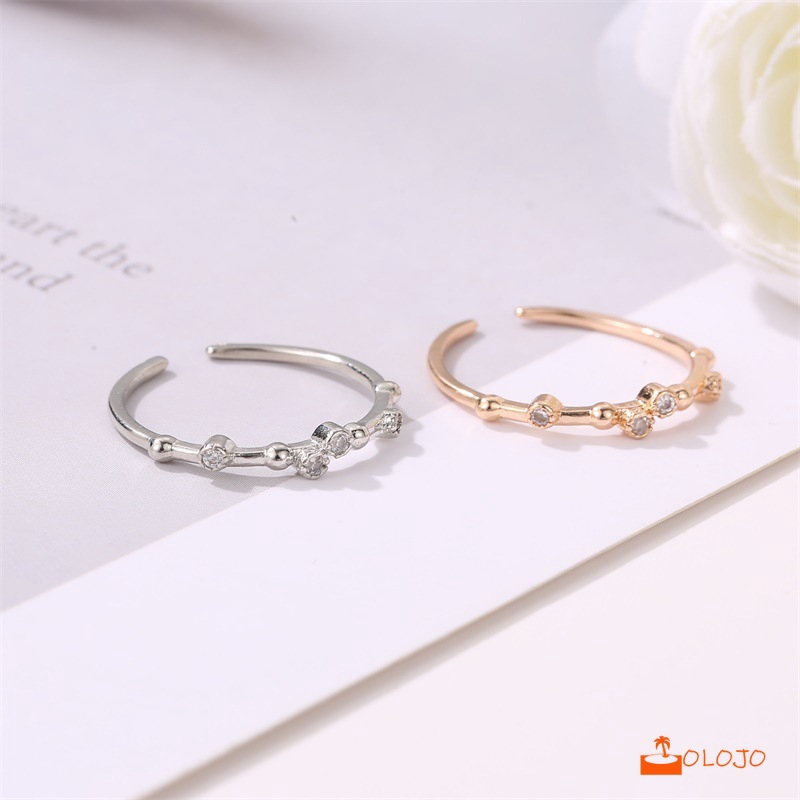 OLOJO Korea Cincin Open Ring Adjustable Berlian Cincin Perhiasan Wanita Cincin Wanita Mini