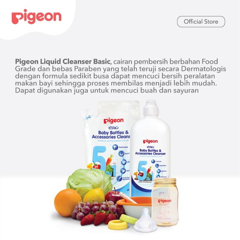 PIGEON Liquid Cleanser Basic 450ml Refill - Sabun Cuci Botol Bayi 450 ml