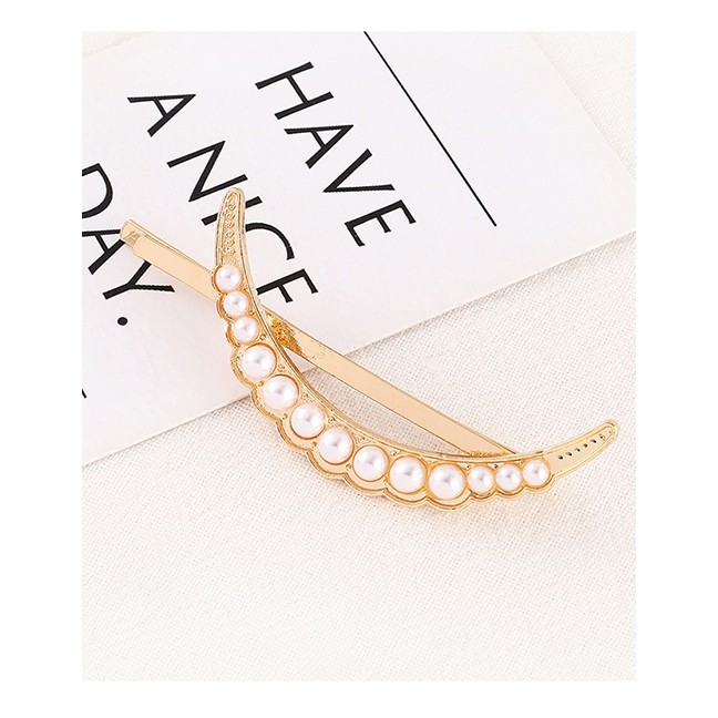 LRC Jepit Rambut Fashion Gold Half Moon Hairpin Y61458