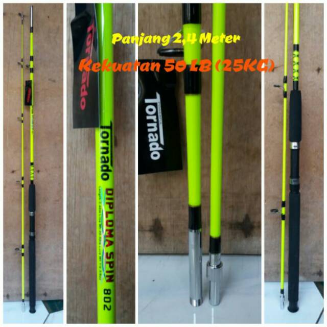 Joran KHUSUS LAUT Fiber glass TORNADO DIPLOMA panjang 2,4 meter kekuatan 25 Kg0