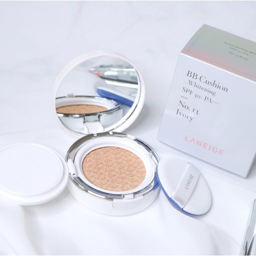 LANEIGE - BB Cushion Whitening SPF50+ PA+++ (Refill+Case + Isi+Puff)  LaneIge BB Foundation #13/#21 100% ORI KOREA