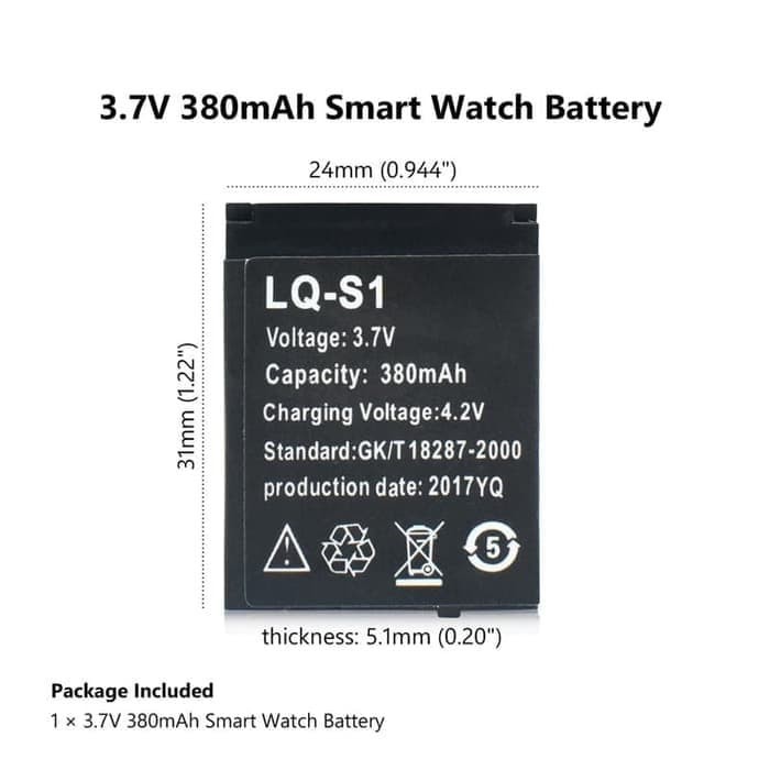 Baterai Batre Smart Watch LQ-S1 Double Power For A1 U9 U10 V8 Mito-555