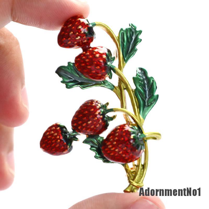 (Adornmentno1) Bros Pin Bentuk Strawberry Merah Untuk Wanita