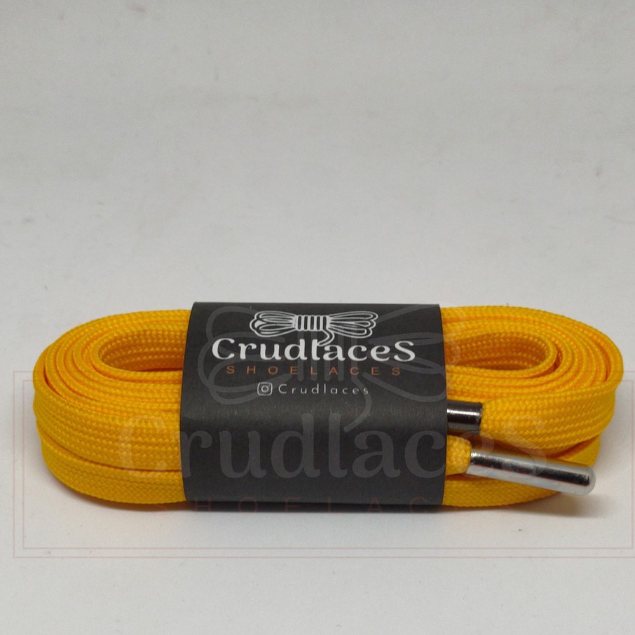 Tali Sepatu Flat/Gepeng Polyester Warna Kuning 2 LAPIS-Shoelace Flat - Aglets Metal - Crudlaces