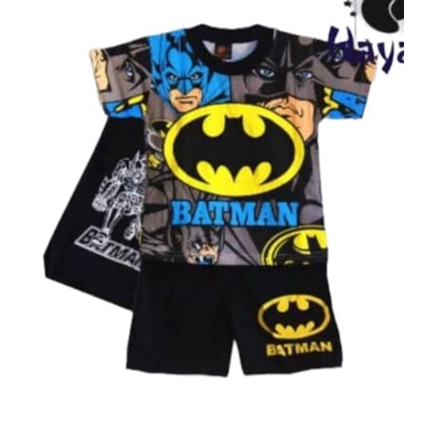 Setelan Baju Batman Kartun Anak Umur 2 - 10 Tahun Pakaian Kaos Atasan Baju Batman Kartun Lengan Pendek Anak SGL145