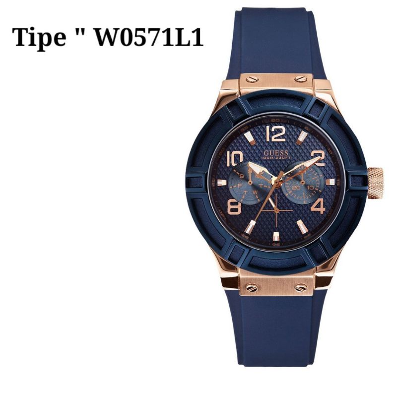Jam Tangan Pria Merk Guess Blue Rubber Bm Type : 2473