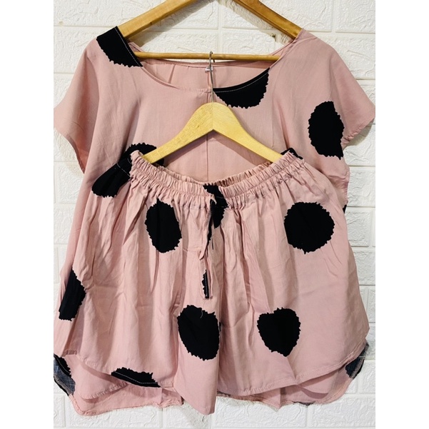 SETELAN  PENDEK XXL LD 130CM MOTIF KOPI / POLKADOT