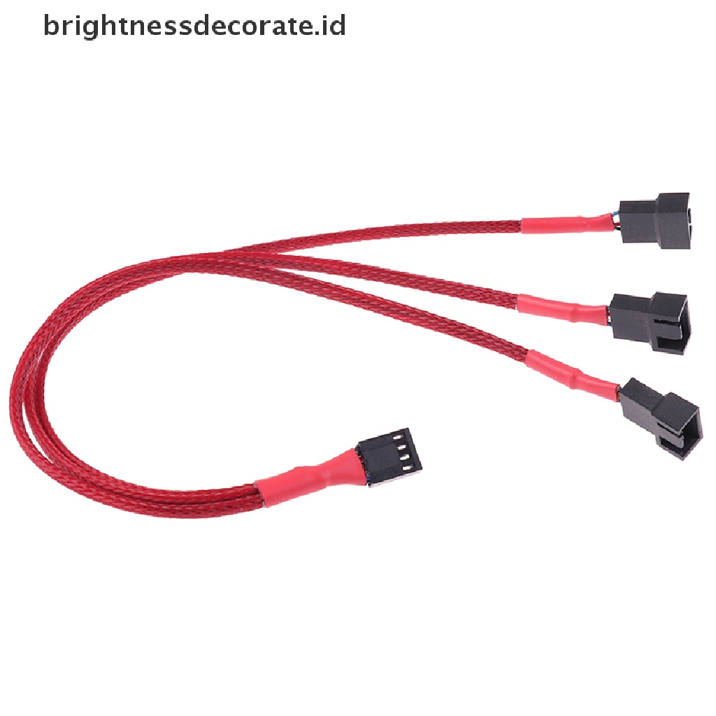 [birth] 1Pc Red Computer Fan Line 1 To 3 Way 4Pin PWM Fan HUB Hub Fan Extension Cable [ID]