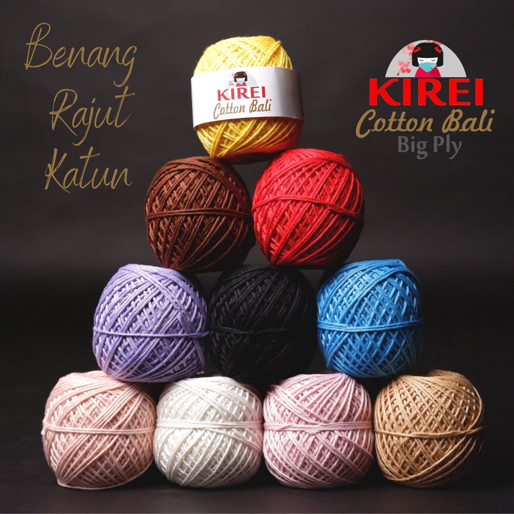Benang Rajut Katun Bali - Kirei Soft cotton Big Ply Panjang 190 mm - Premium Milk Cotton - Polos Lembut Tebal Light 2DK Berat 100 Gram