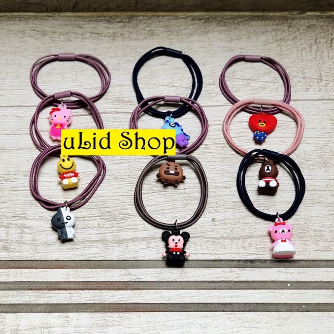 PAKET 6 SETIKAT RAMBUT BTS21 IKAT RAMBUT BTS 21 IKAT RAMBUT KARTUN IKAT RAMBUT GANTUNGAN BTS 21 KUNC