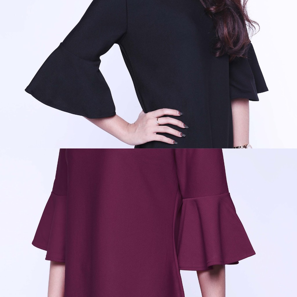 Tulip Key Dress Midi Gaun Pesta Wanita Lengan Panjang 3/4 CDR166