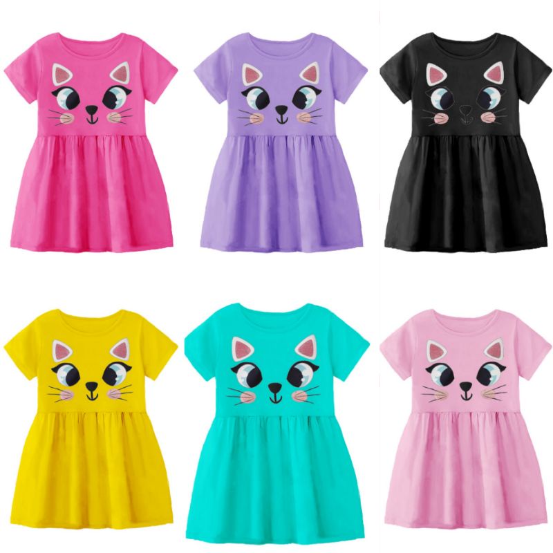 Dress anak perempuan kucing love