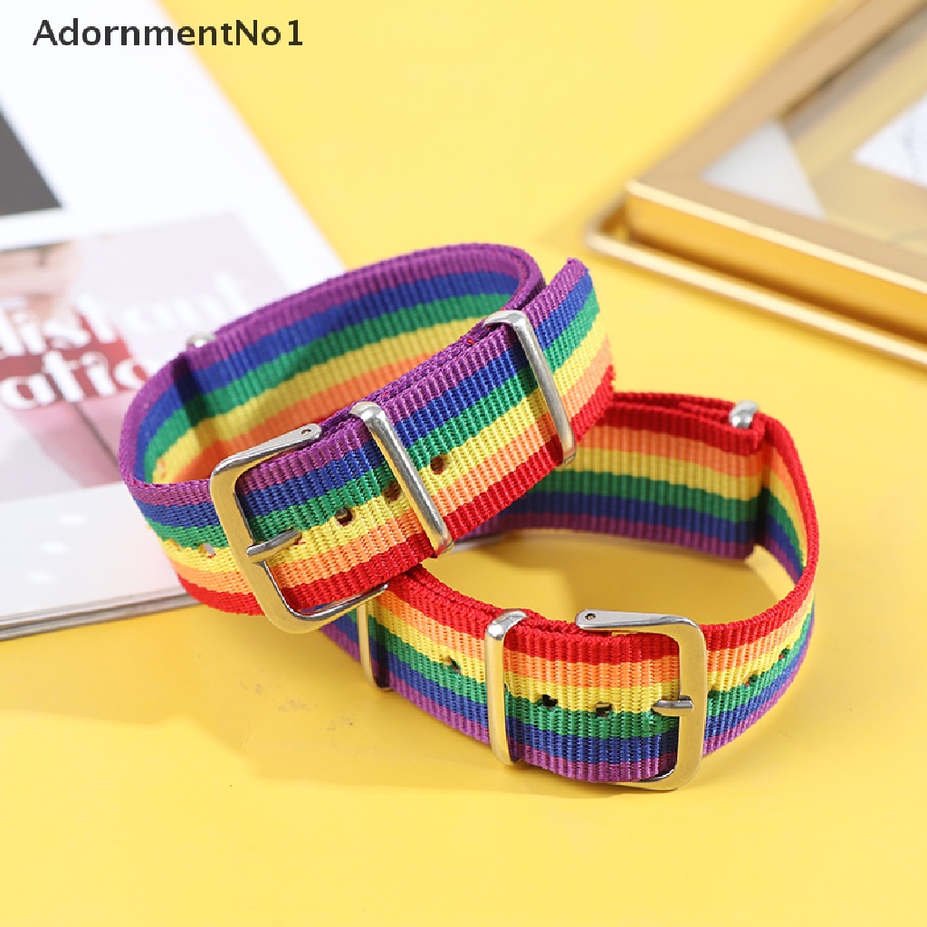 (AdornmentNo1) 2pcs / Set Gelang Tangan Anyaman Warna Pelangi Untuk Pasangan / Pria / Wanita