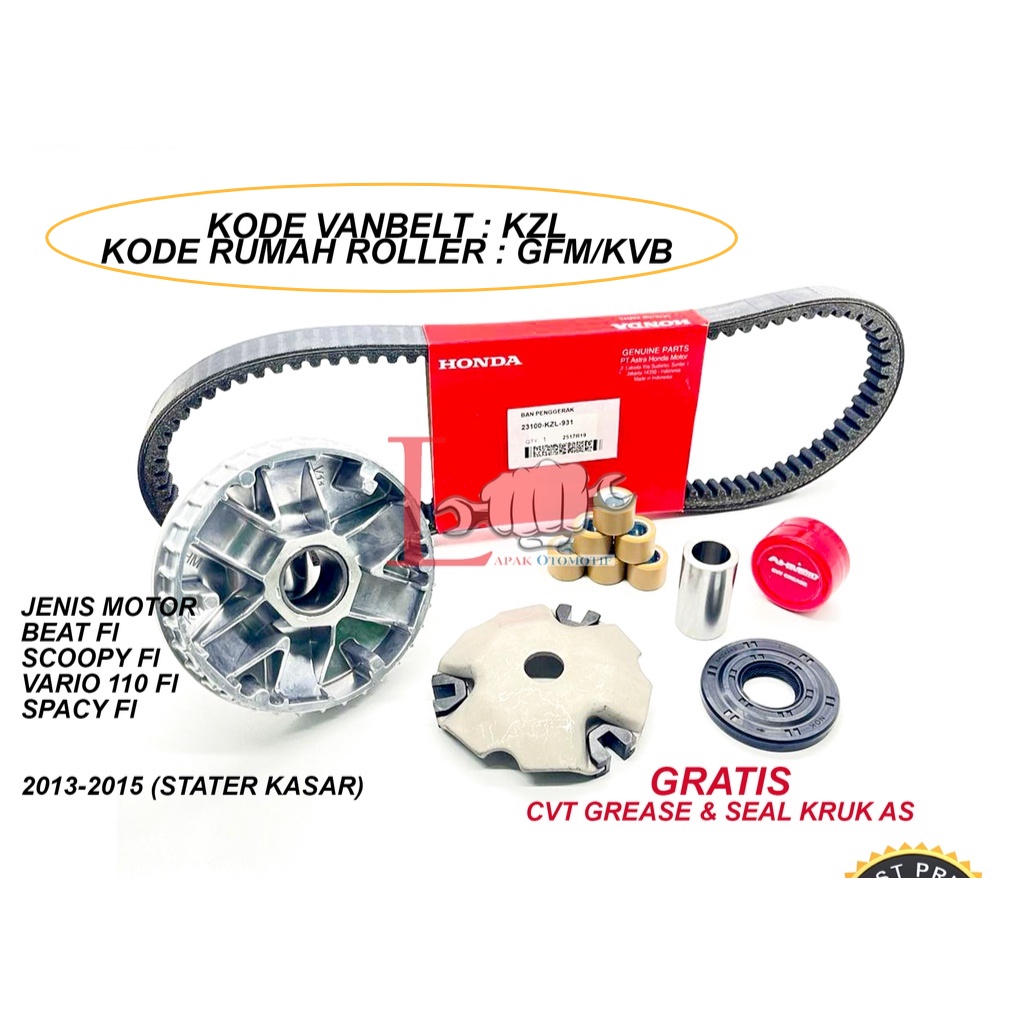 SATU PAKET RUMAH ROLLER SET BEAT FI (STATER KASAR) , SCOOPY FI , VARIO 110 FI & VANBELT V-BELT BEAT