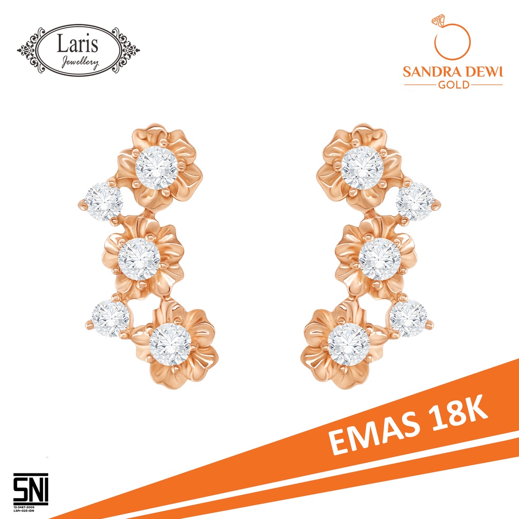 Anting Flower Jasmine Sandra Dewi Gold - Anting Bunga Emas 18k