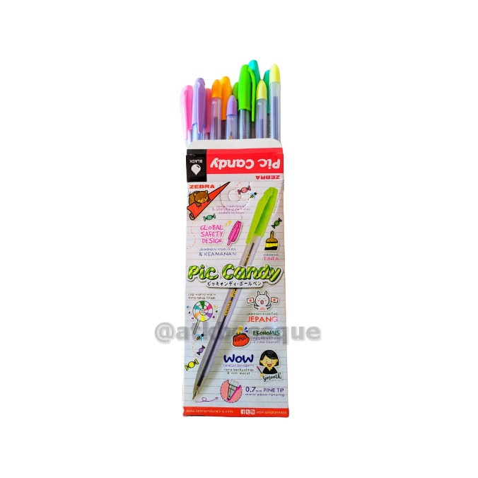 

Pulpen Semi Gel Zebra Pic Candy 0.7 mm Tinta hitam Tutup Barel Warna Warni ABQ - satuan