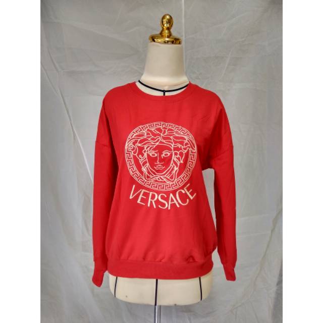 Sweater kaos import versace merah