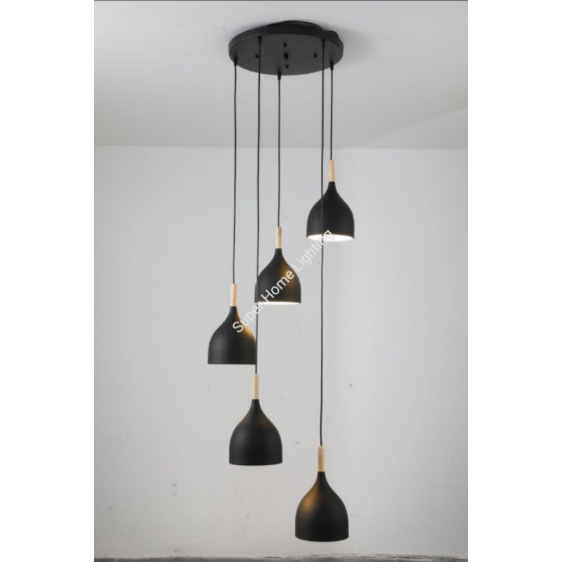 Lampu Gantung Minimalis Kap Aluminium Kayu Vintage Void Tangga 5 Lampu / 7 Lampu 577098