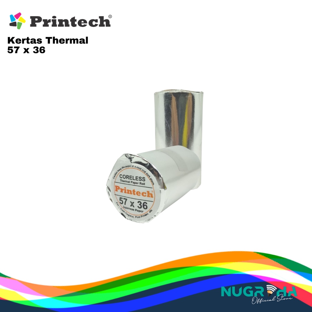 

KERTAS THERMAL 57 X 36 TANPA CORE PRINTECH 1 ROLL