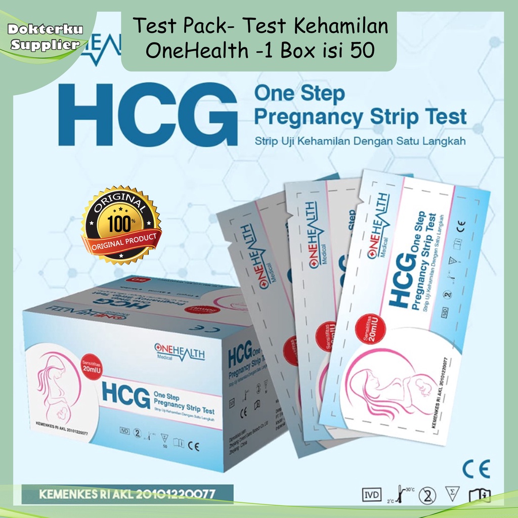 Tes Kehamilan ONEHEALTH 1 box isi 50 strip / TEST PACK /  TES HCG / Tespek Hamil