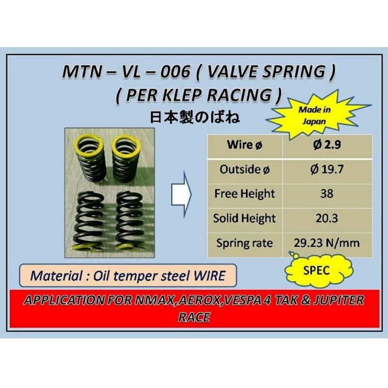 Valve Spring Per Klep Jepang Yamaha Jupiter MX MX king R15 vixion Y15ZR Exciter 150 Sniper 150 MTN