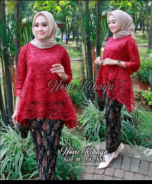Setelan kebaya bianca / kebaya rinjani mix plisket / kebaya brokat /kebaya bianca-5