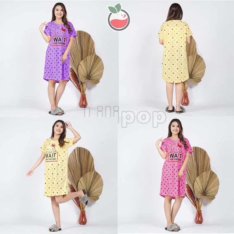 Baju Tidur Daster Wanita Twins Cat Terusan Busui Bumil Kancing 2 Dress Baby doll Lilipop