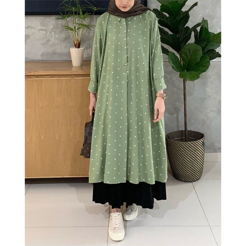 [COD] ZALEA DOT GREEN TUNIK BY MAHARA.ID