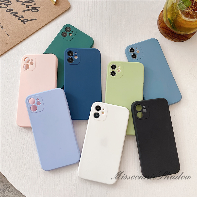 Soft TPU Silicone Cases iPhone 6 6s 7 8 plus SE 2020 iphone  X XS XR XSMAX 8 Cute Candy Color Case Camera Lens Protector