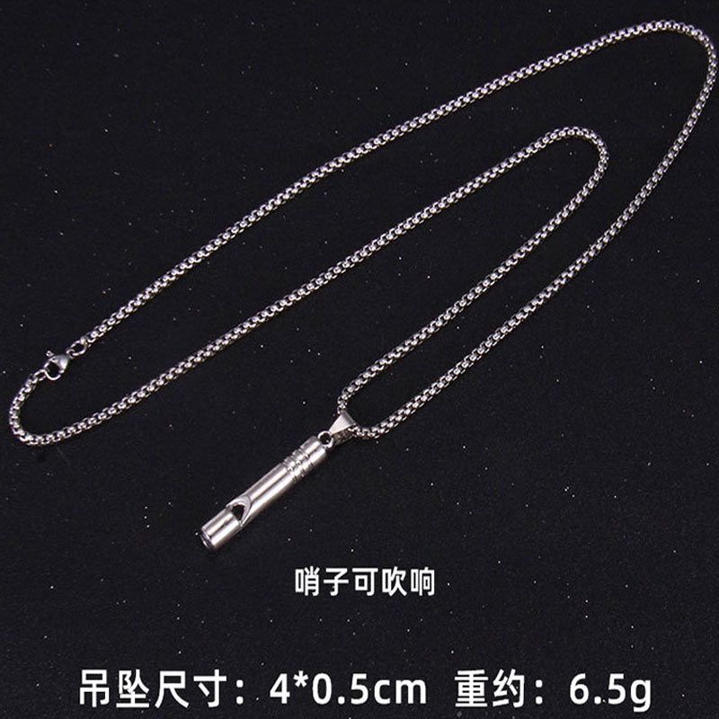 Kalung Liontin Peluit Bahan stainless steel Untuk Pria Dan Wanita