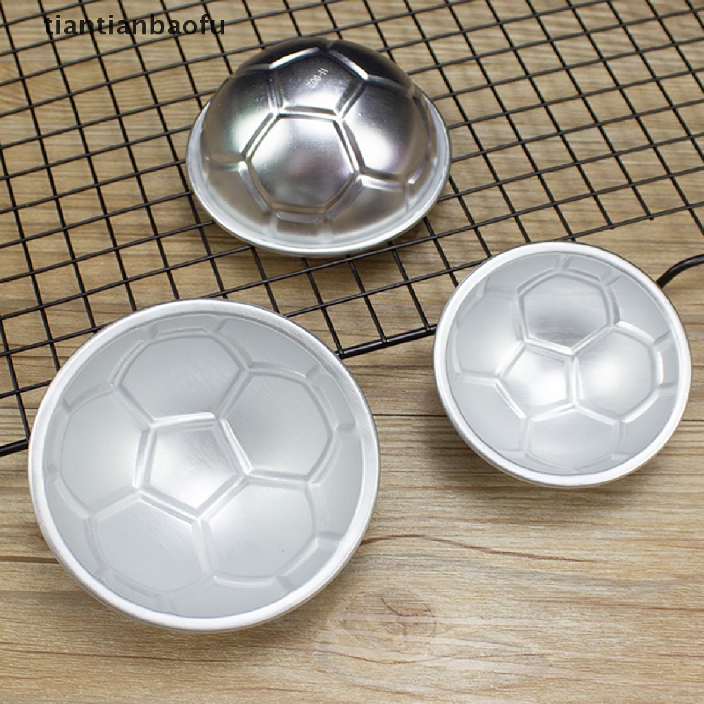 1pc Cetakan Kue Bom Mandi Bentuk Bola Sepak 3D Bahan Aluminum