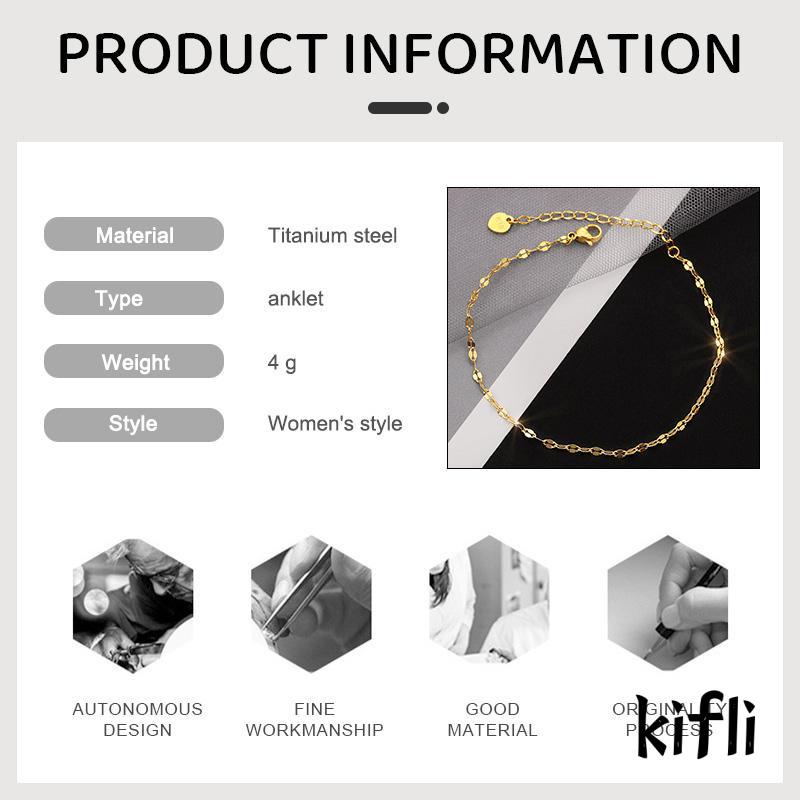 Gelang Kaki Rantai Tipis Bahan Titanium Steel Lapis Emas 18K Untuk Wanita