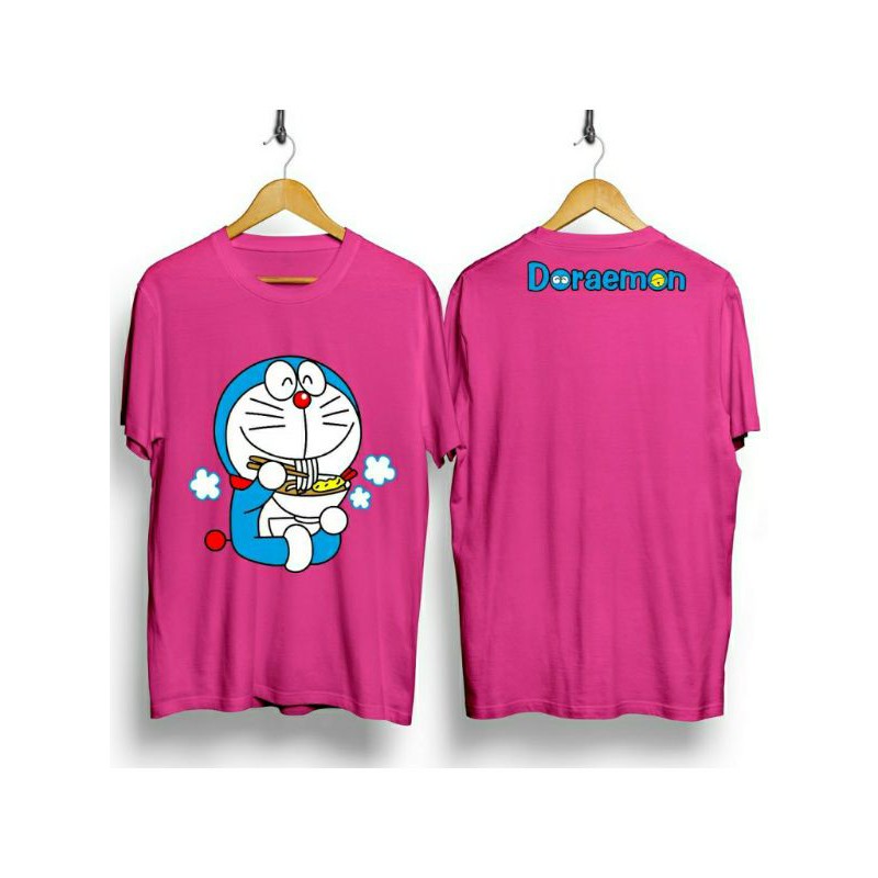 Fourfashion Kaos Pria Kaos Distro DORA RAMEN PINK CN769