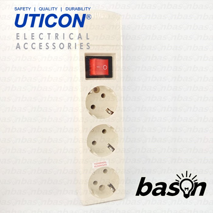 UTICON ST1382NC Multi Outlet - Stop Kontak 3 Lubang - TANPA KABEL