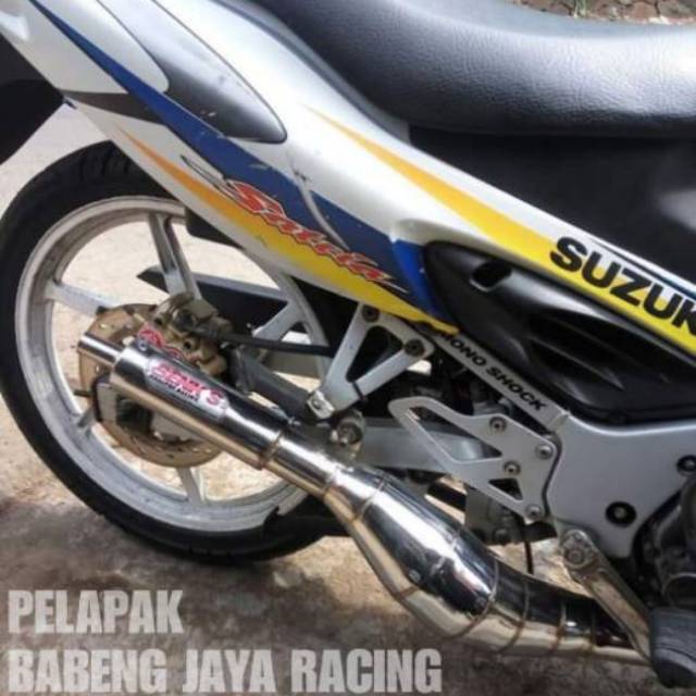 knalpot suzuki satria 2 tak rgv 120 rgx 120 hiu ru lumba agresif telo crome 3V3