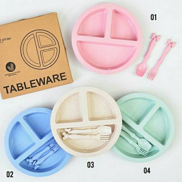 Meal Plate Natyral Wheat Fibre Eco Friendly isi 3in1