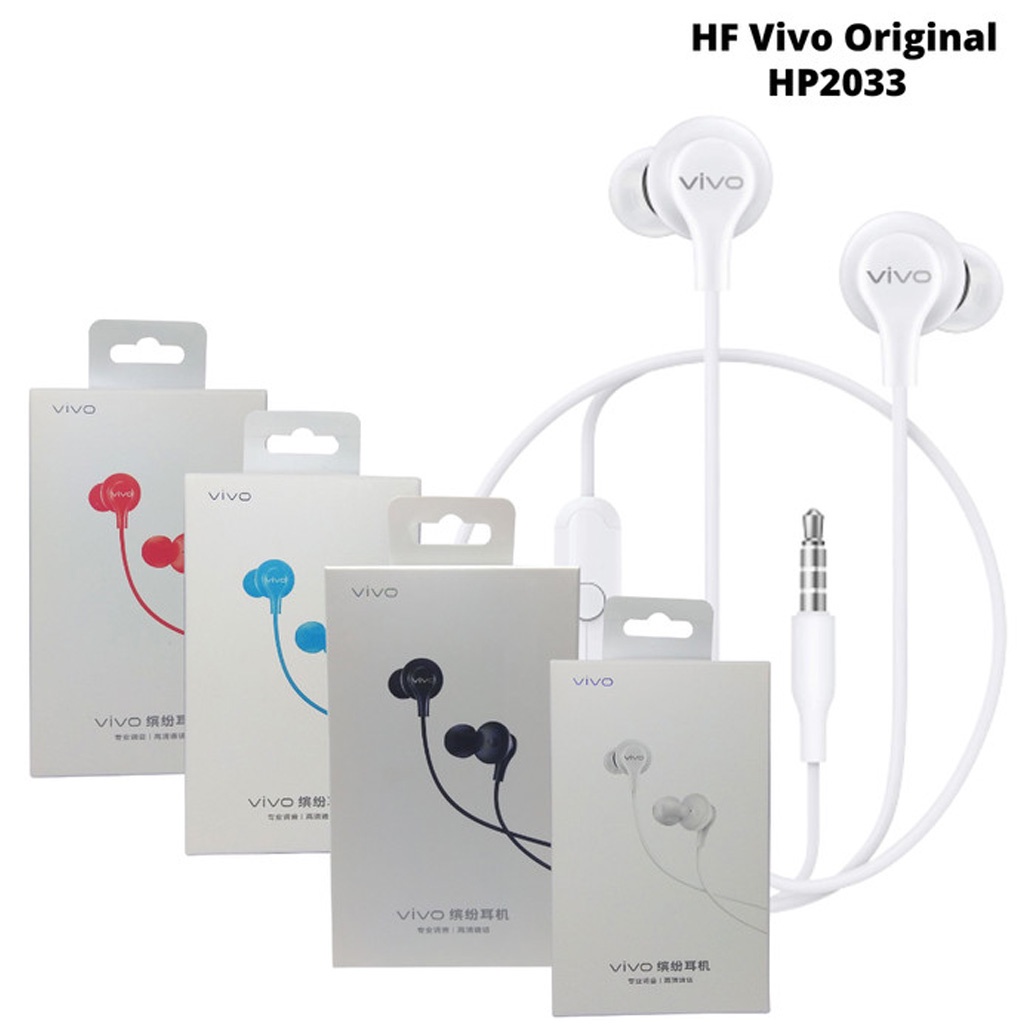 VIVO Handsfree Headset Headphone HP2033 Wired Earphone Bass Audio jack 3.5 mm