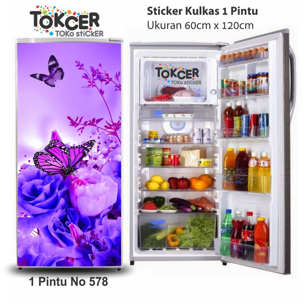 Stiker Kulkas 1 Pintu / 2 Pintu /Stiker Kompor/Stiker magicom Kupu2 UNGU