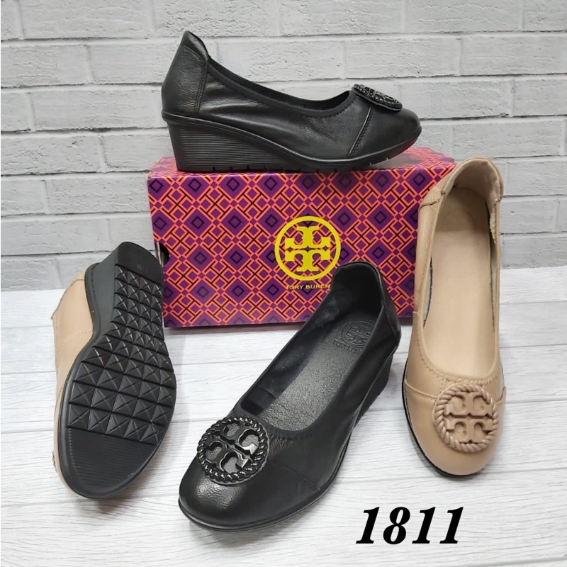 TERMURAH Sepatu Tory Burch Wedges 1811 / RG-1811 / TB / Sepatu Kerja / Kantor / Wedge Kulit / Leathe