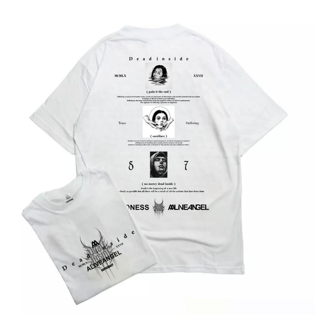 T-shirt Kaos Distro Unisex Baju Putih Metal streetwear Dead Inside Original Distro Pria / Oversize /