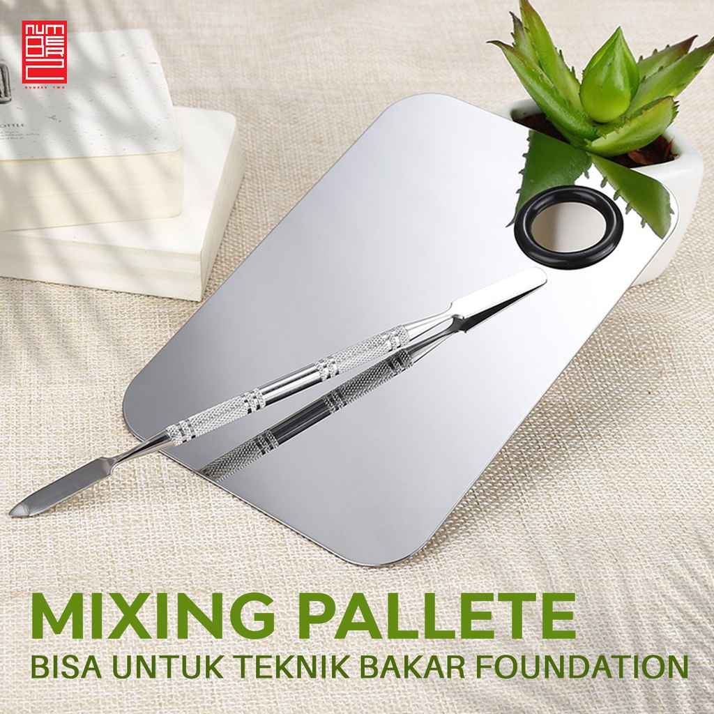 Mixing Pallete make up stainless steel palette foundation spatula set fondation palet mix pencampur