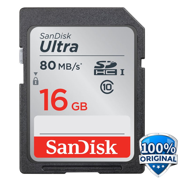 SanDisk Ultra SDHC Card UHS-I Class 10 (80MB/s) 16GB - SDSDUNC-016G