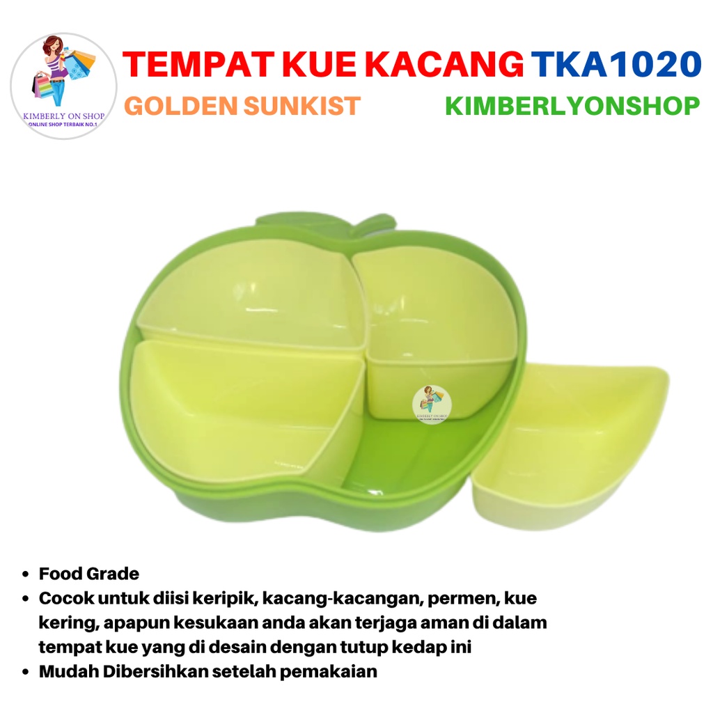 Tempat Kue Kacang Permen Bentuk Apel 4 Sekat TKA 1020 Golden Sunkist