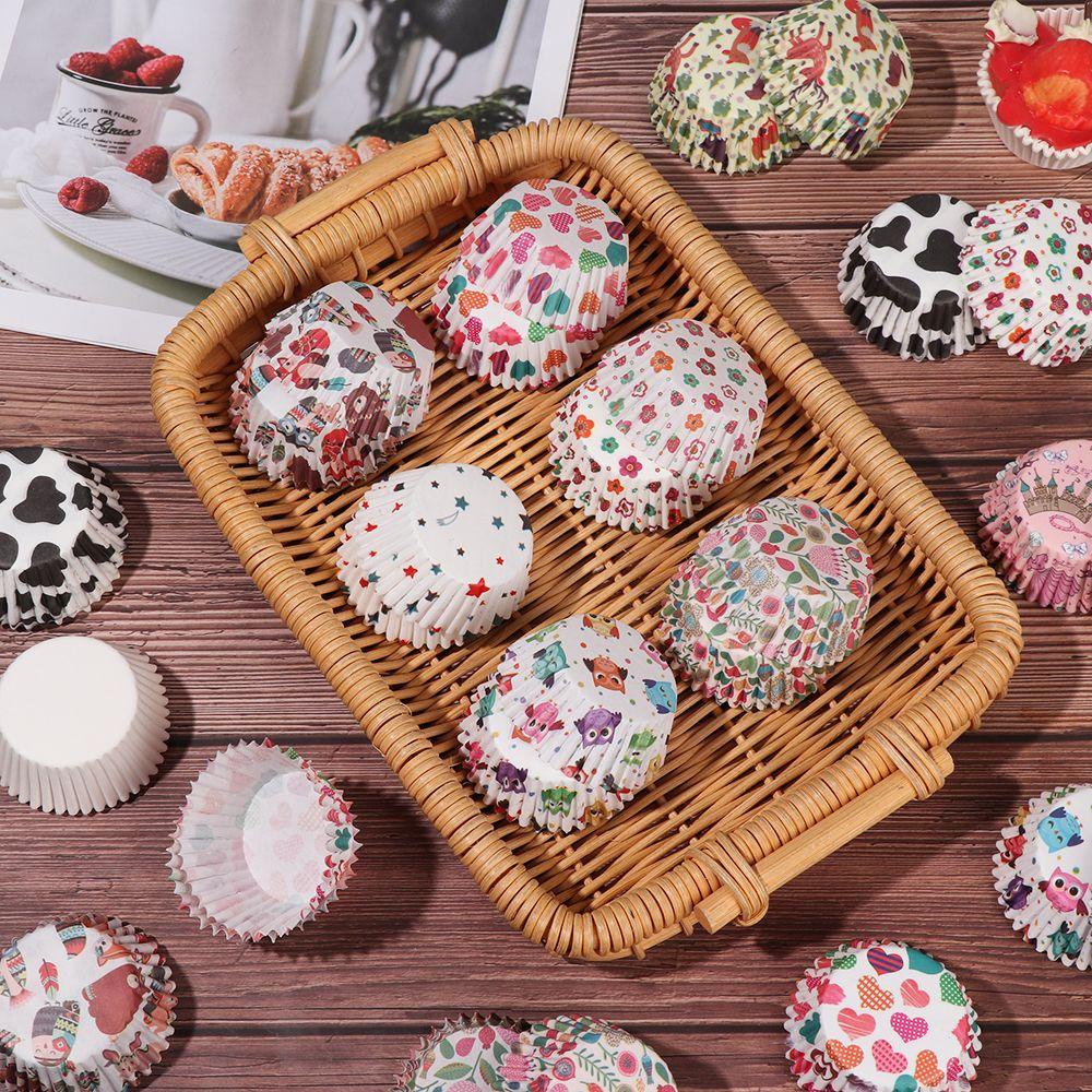 Populer 100PCS Gelas Kertas Kue Bakeware DIY Cupcake Grease-proof Perlengkapan Pesta Bunga