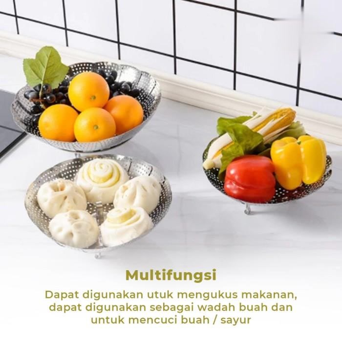 Tatakan Kukusan Stainless 17cm - 26cm sedang Steamer Alas Kukus Lipat