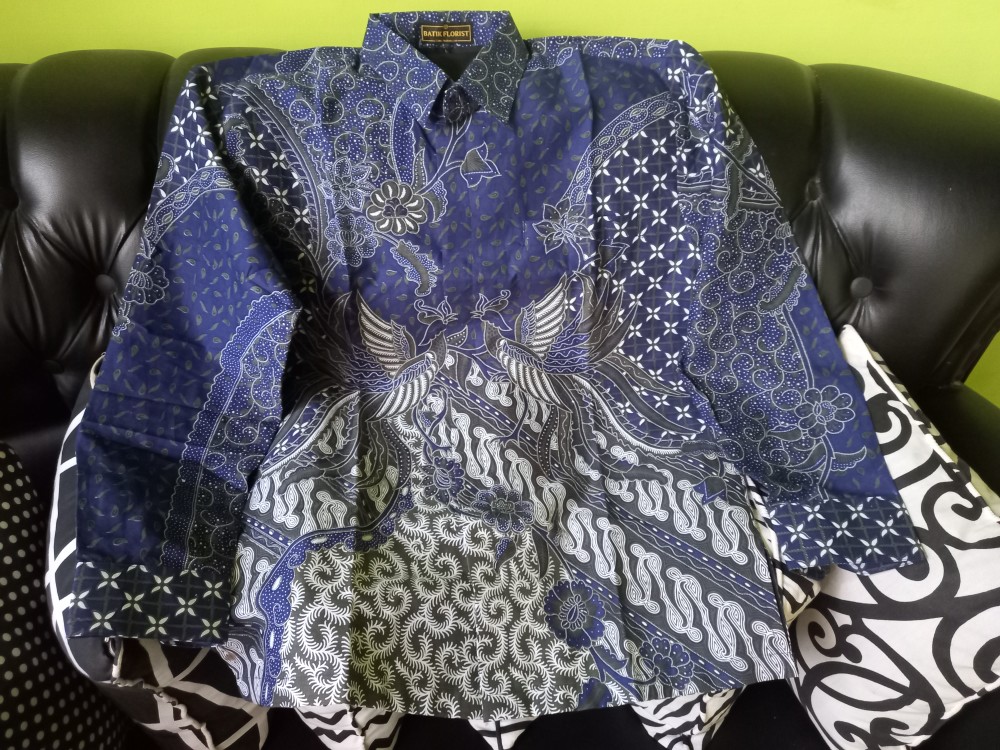 Mahadewa Biru Kemeja Batik Pria Full Furing Bahan Katun Sragenan
