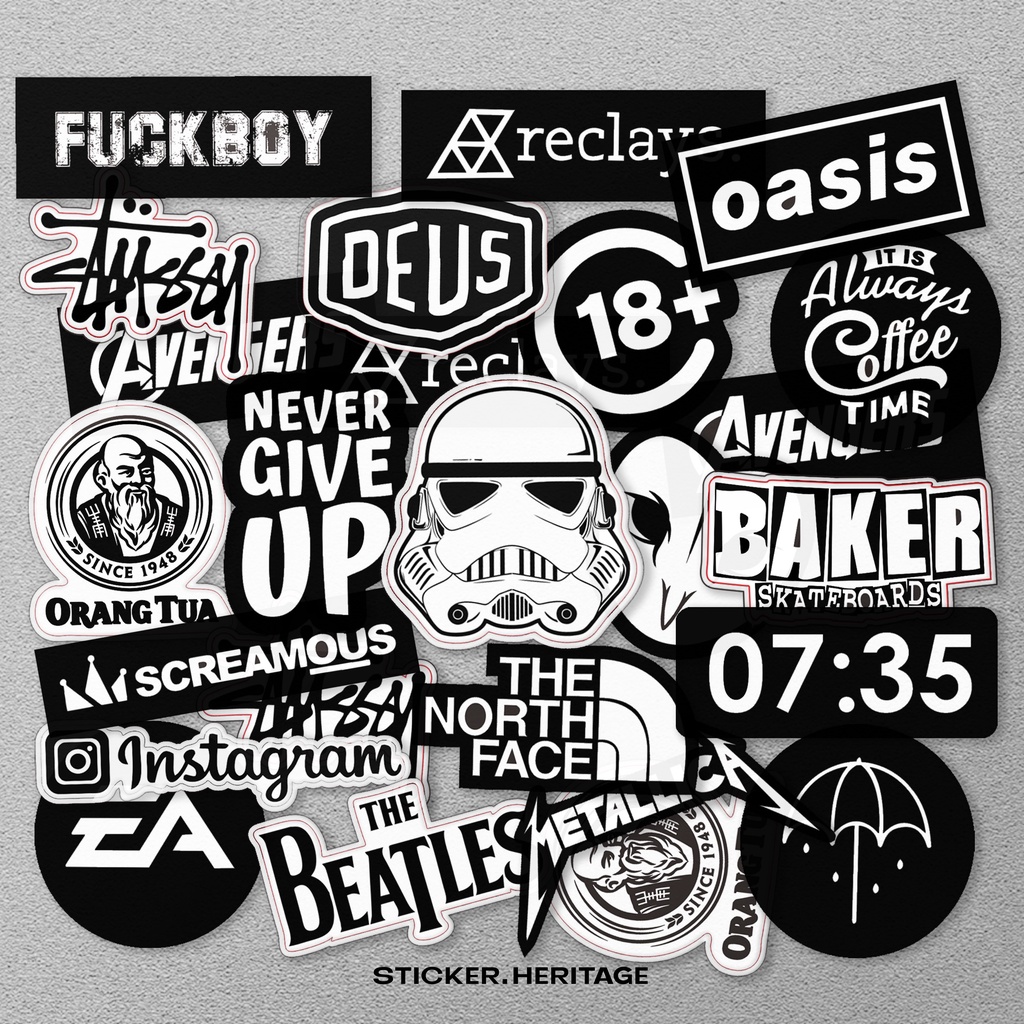 Stiker Aesthetic BLACK &amp; WHITE STIKER TUMBLER HP | STIKER LAPTOP stiker estetik stiker pack sticker