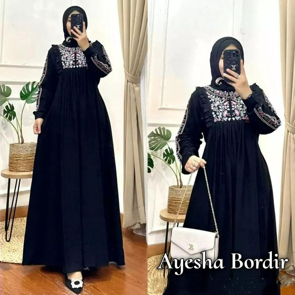 lilly dress kondangan gamis bordir mewah dres muslimah