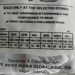  Celana  Dalam Gtman 704 B Khusus Warna  Putih  Underwear 
